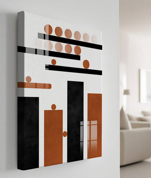Abstract Geometric Art with Circles and Bars in Earth Tones