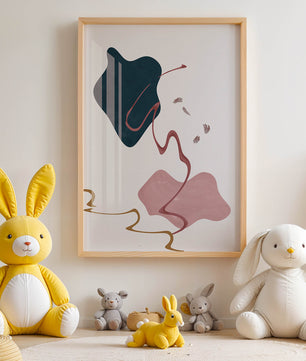 Abstract Minimalist Art with Curved Lines and Golden Accents