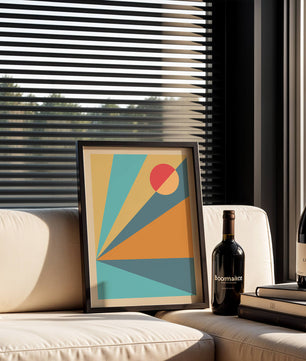Geometric Abstract Art with Bold Colors and Circles
