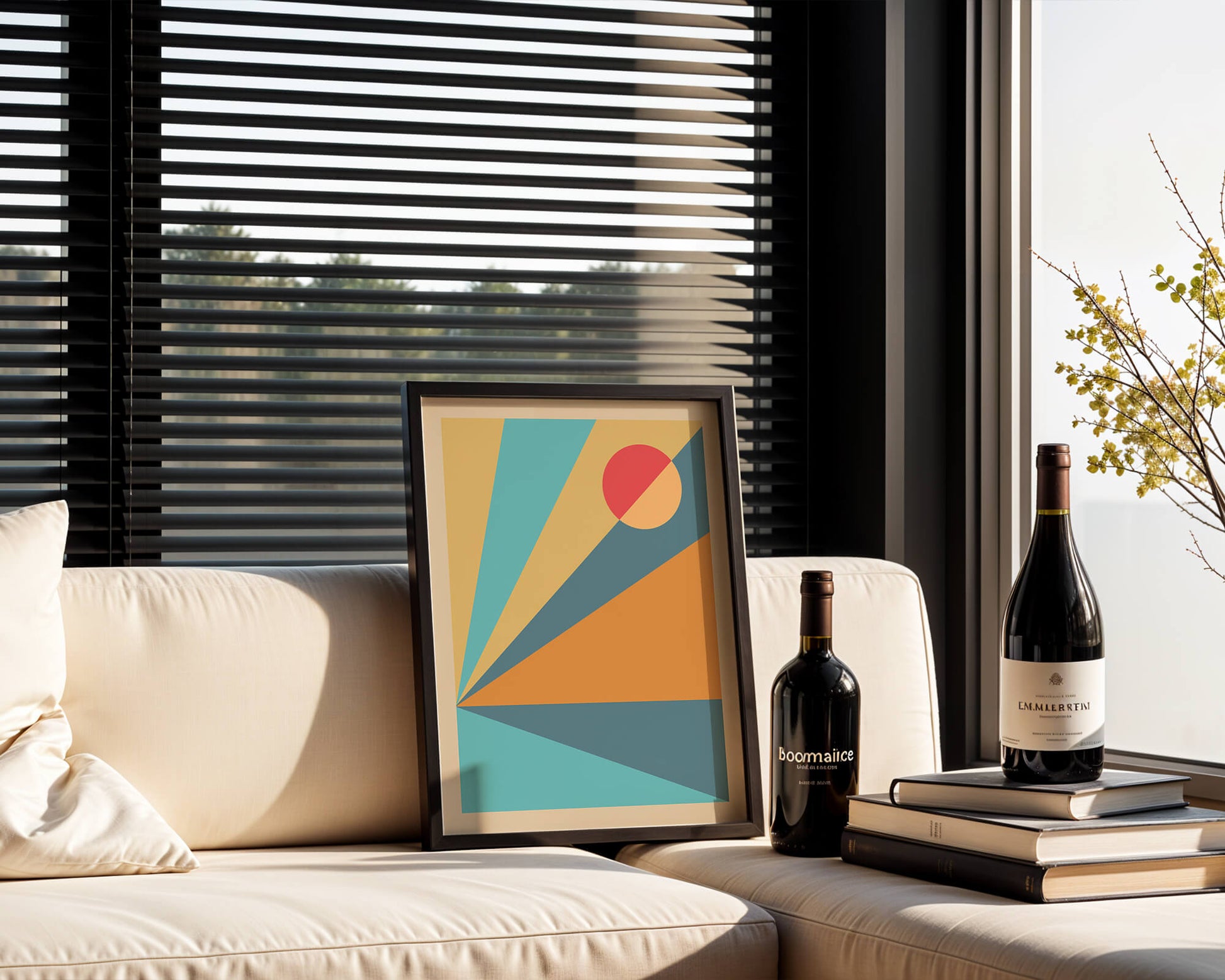 Geometric Abstract Art with Bold Colors and Circles