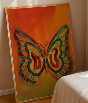 Vibrant butterfly depiction with colorful abstract background