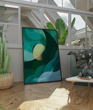 Formas fluidas abstractas verdes y azules con efecto degradado