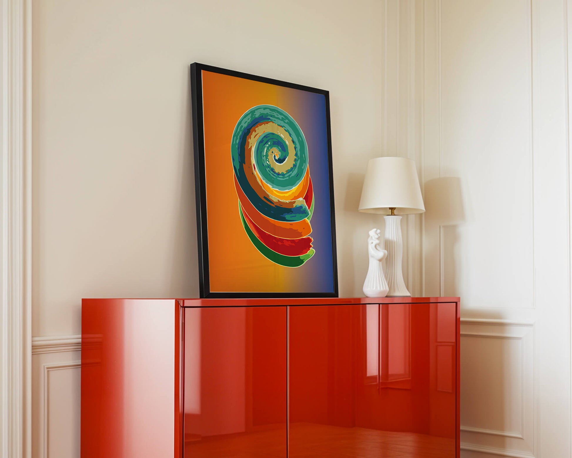 Bunte Spirale abstrakte Kunst mit lebendigem Farbverlauf Hintergrund