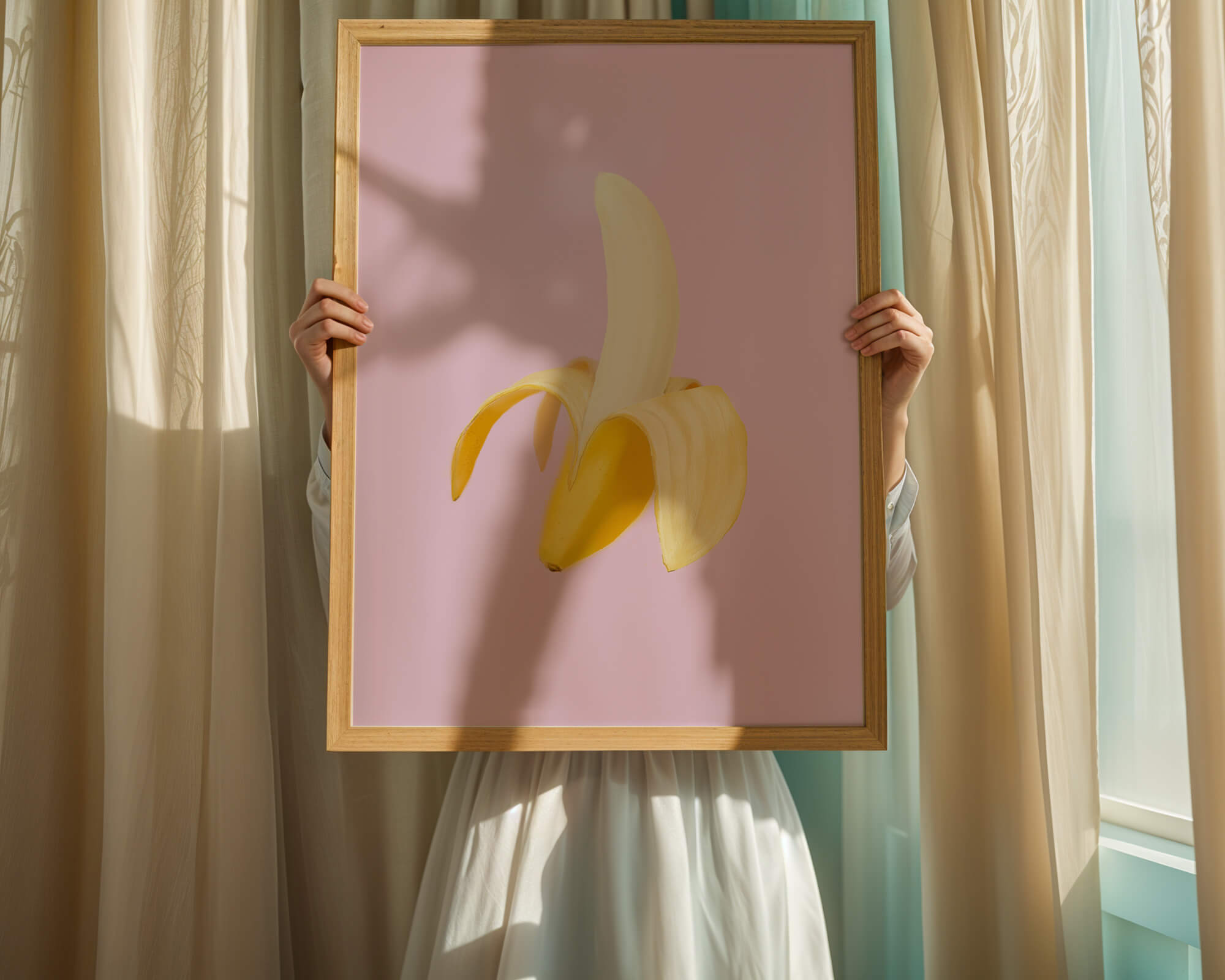 Open banana with purple background for vibrant decoration