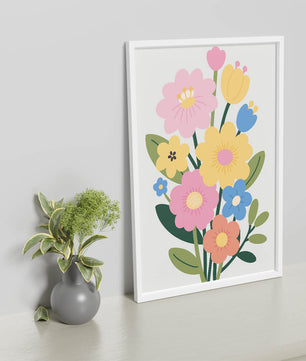 Ramo ilustrado de flores coloridas