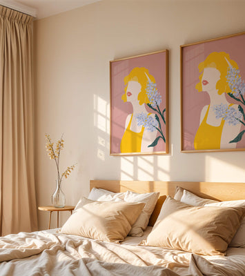 Abstract Portrait with Yellow and Lavender Accents