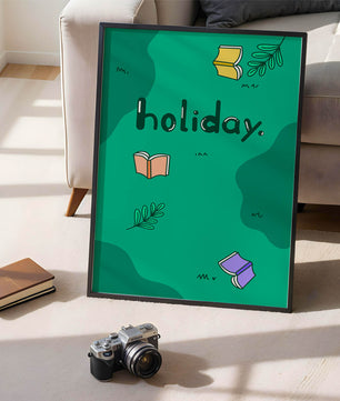 Diseño temático de vacaciones colorido con libros y hojas