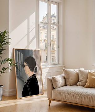 Modern woman with sunglasses and gold hoop earrings