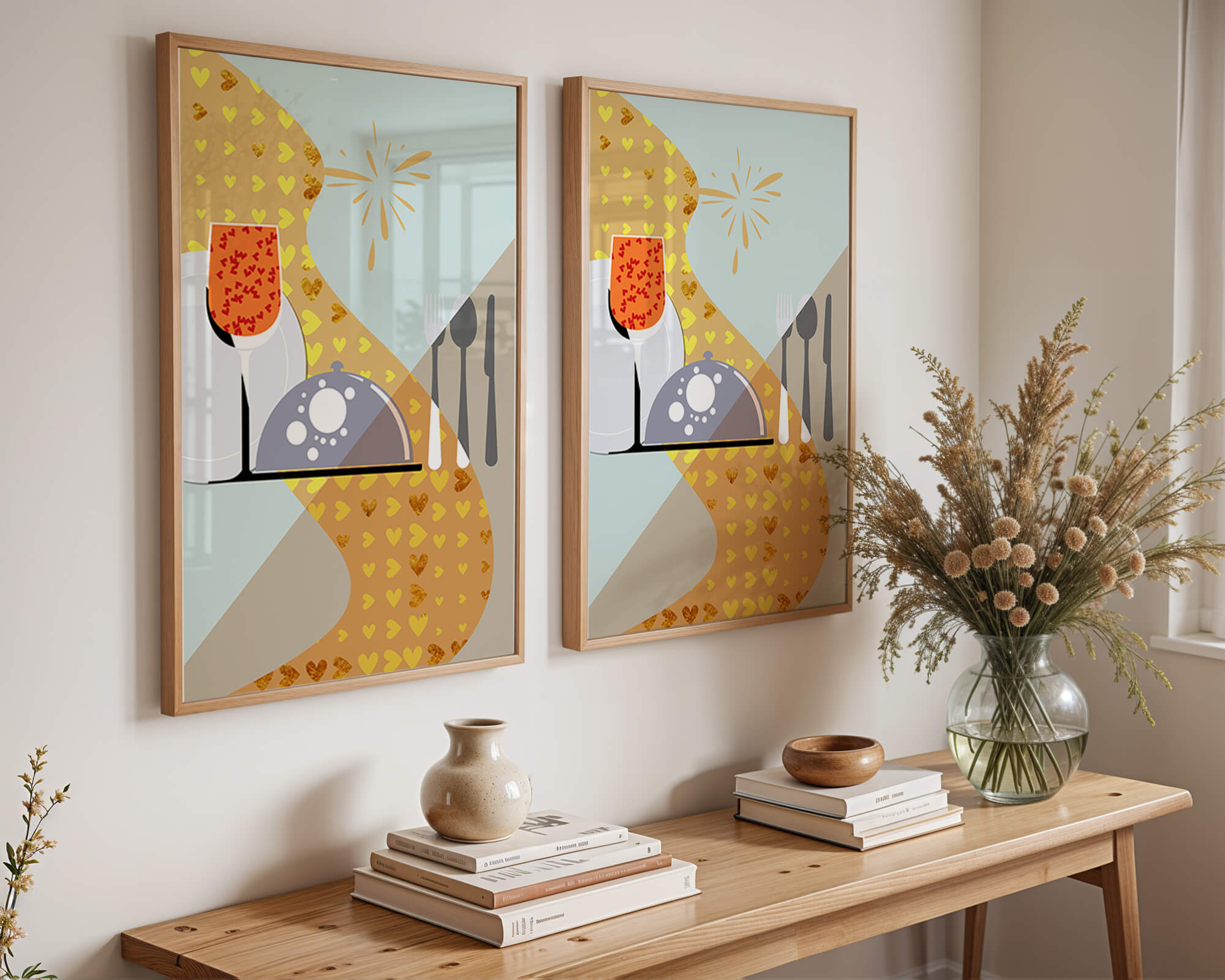 Elegant Dining Setting with Red Wine Glass and Gold Accents - Mi tienda