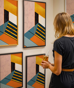 Abstraktes geometrisches Design mit Marmor- und Goldtexturen