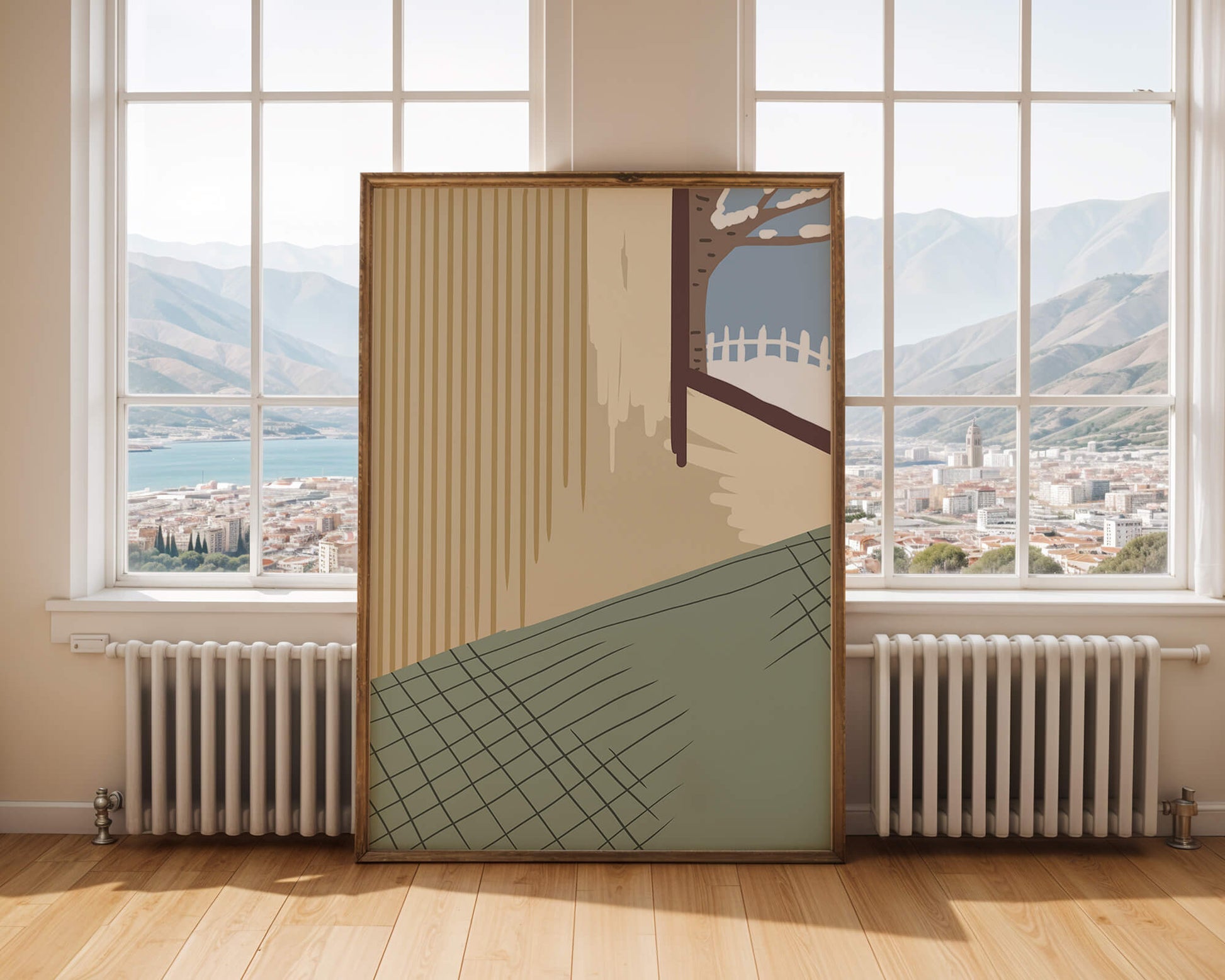 Interior Scene with Winter View Through a Window