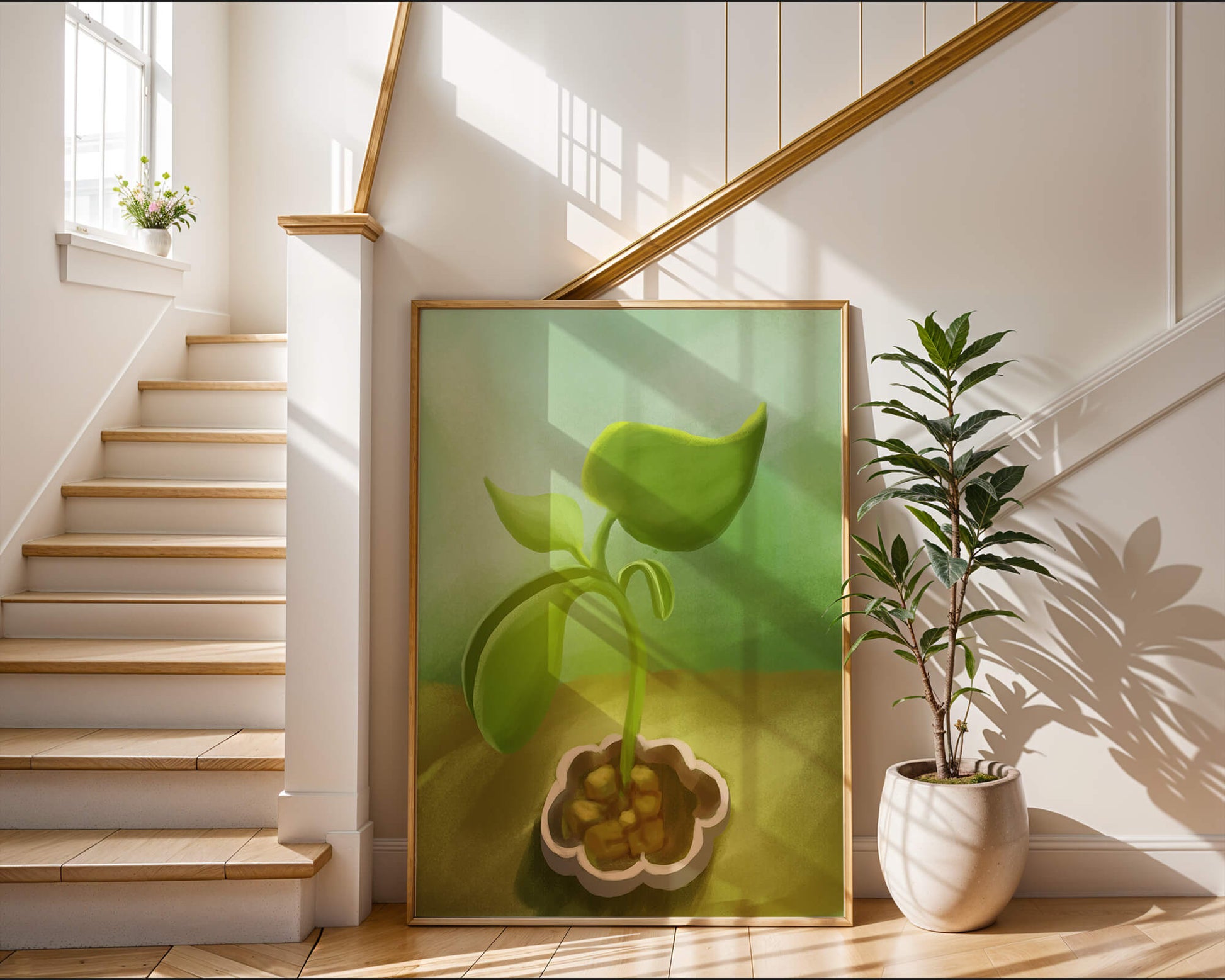 Young Green Plant Emerging from the Soil