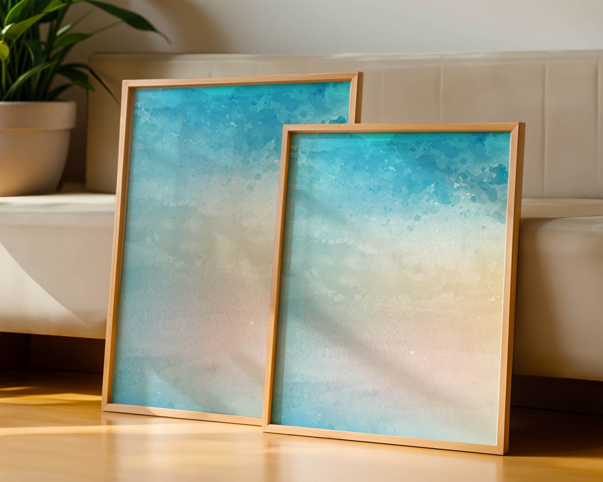 Pastel watercolor background with blue and beige gradient