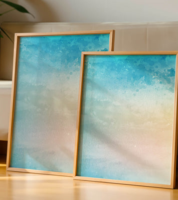 Pastel watercolor background with blue and beige gradient