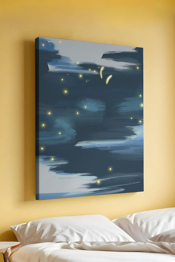 Ciel nocturne abstrait avec lucioles lumineuses