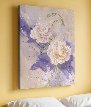 Elegant floral artwork with soft purple and pink hues