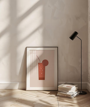 Minimalist Illustration of a Chocolate Drink with Straw and Window Background - Mi tienda
