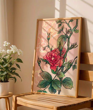 Ilustración Elegante de Rosa con Fondo Pastel Suave