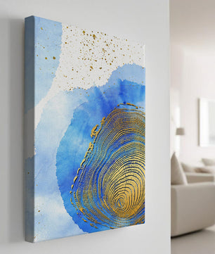 Abstract Watercolor Art with Gold Accents and Circular Pattern Design - Mi tienda