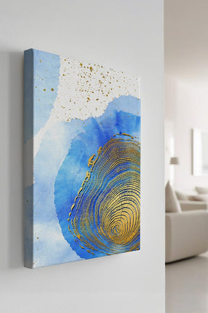 Abstract Watercolor Art with Gold Accents and Circular Pattern Design - Mi tienda