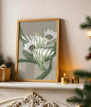 Beautiful botanical illustration of white blooming flowers with green leaves