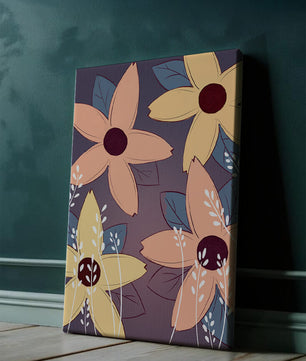 Colorful Floral Pattern with Abstract Leaves and Flowers