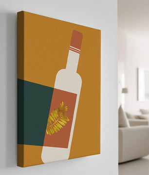 Modern Abstract Wine Bottle With Golden Leaf Design - Mi tienda