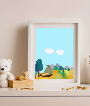 Serene landscape with melon and countryside view