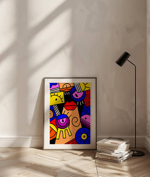 Abstract Geometric Pop Art with Bright Colors and Shapes - Mi tienda
