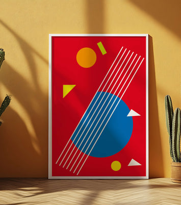 Abstract geometric shapes with bold colors and lines
