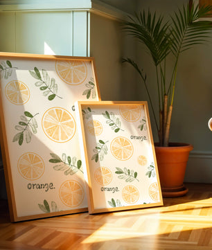 Motif avec des tranches d’orange et des feuilles vertes