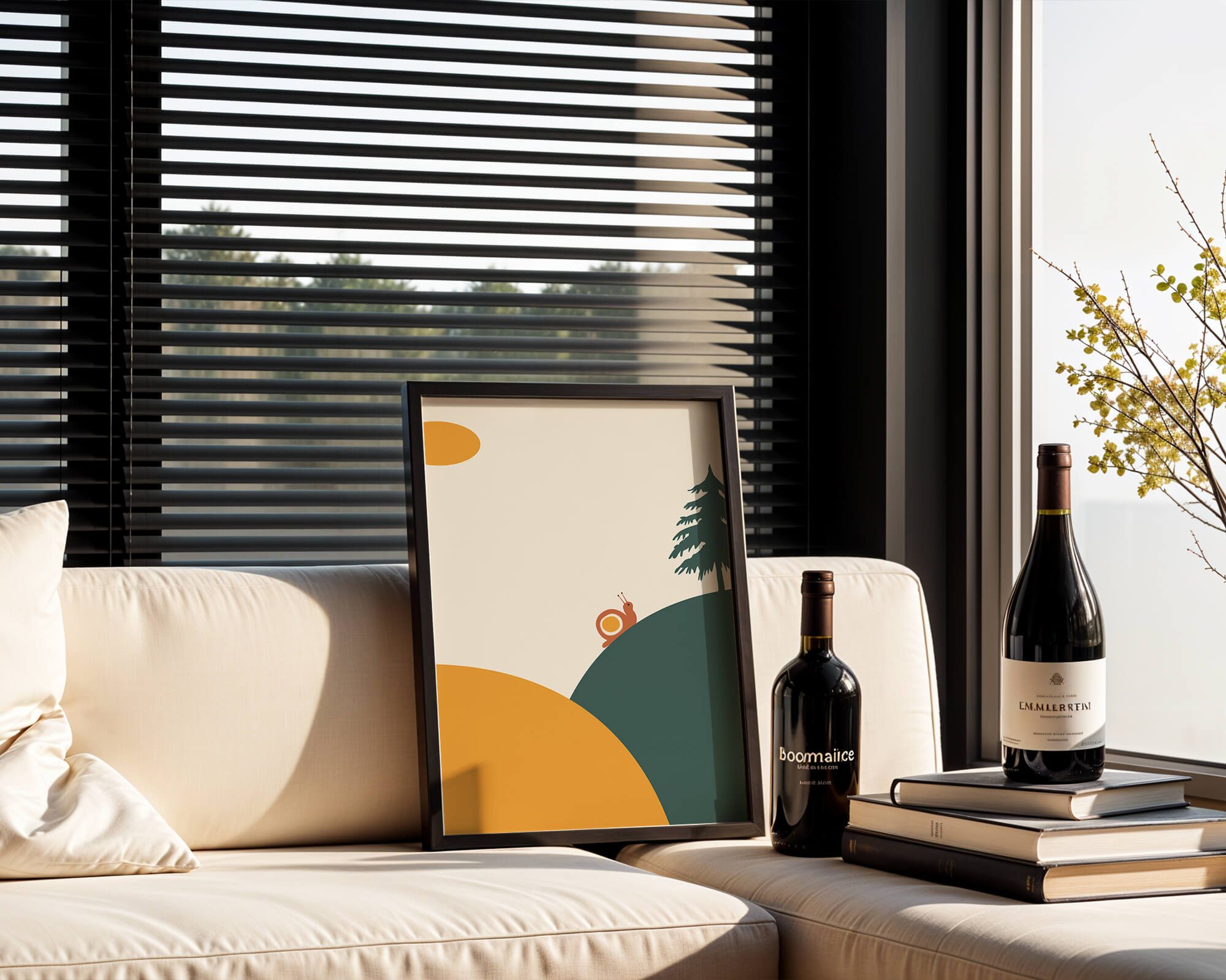 A Snail Climbing a Hill in Minimalist Nature Art - Mi tienda