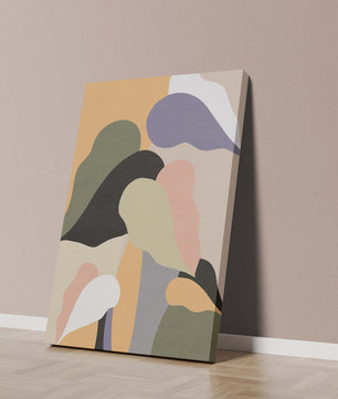 Abstract organic shapes in pastel colors with textured background