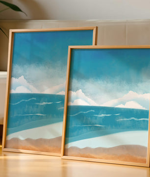 Calming Ocean Shoreline with Blue Sky and Gentle Waves
