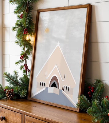 Minimalist Church Architecture with Soft Sunrise