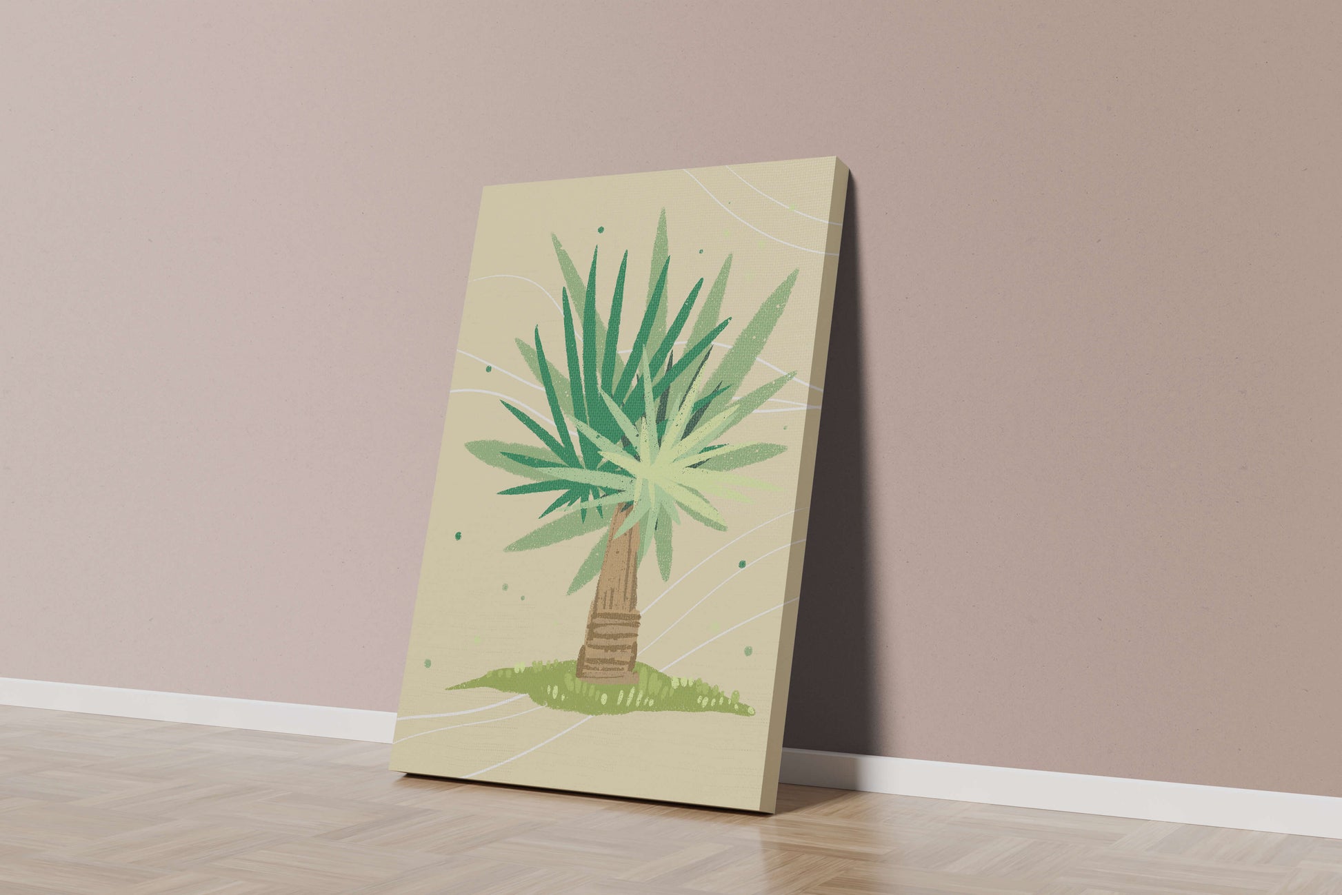 Illustrated tropical yucca plant with a textured background