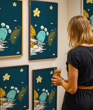 Playful Alien Illustration with Space Background and Stars - Mi tienda