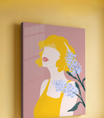 Abstract Portrait with Yellow and Lavender Accents