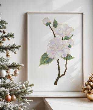 Delicate blooming flowers with lush leaves in elegant design