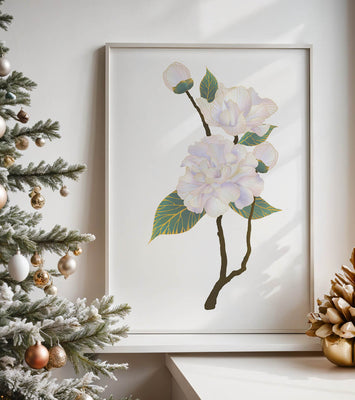 Delicate blooming flowers with lush leaves in elegant design