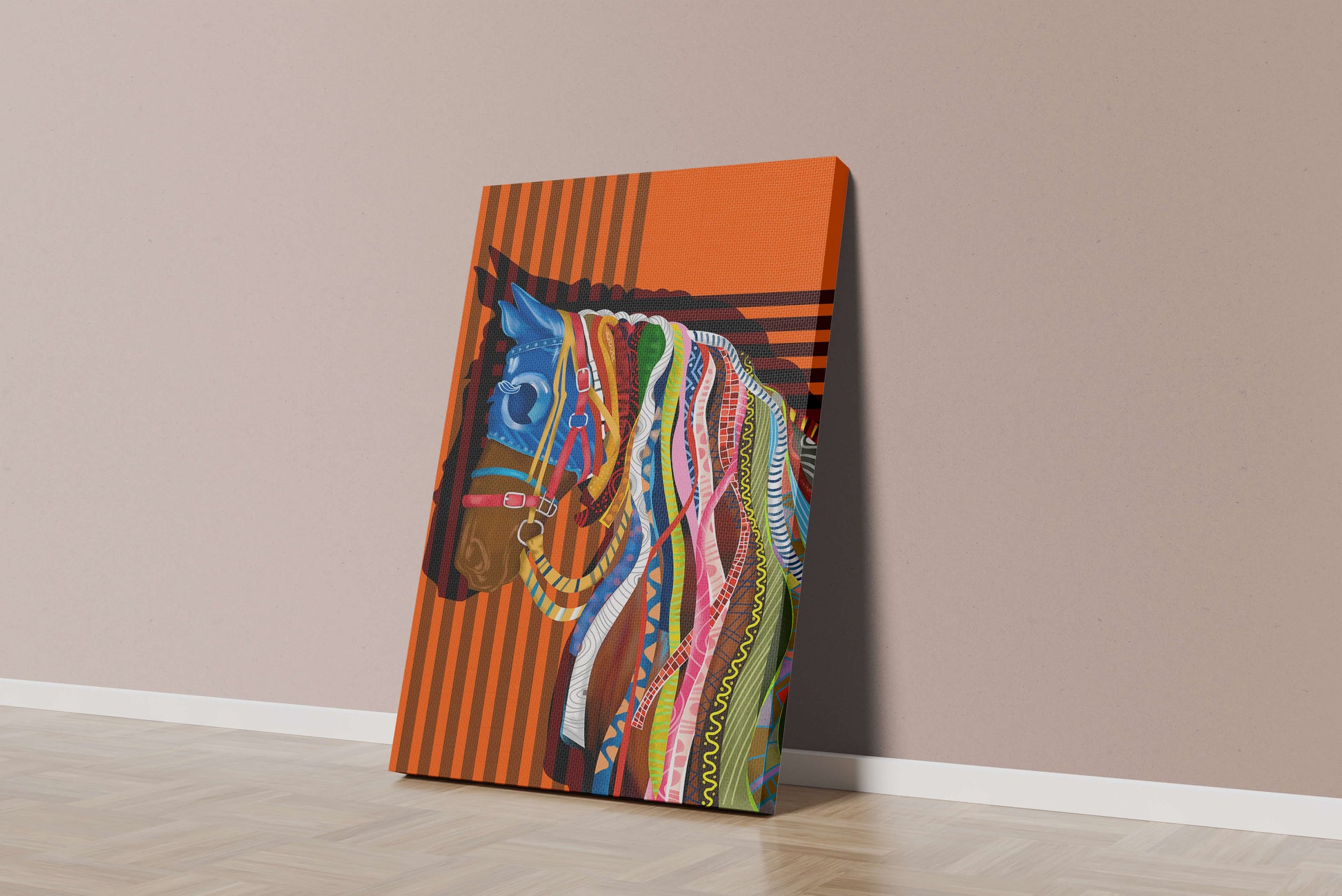 Colorful abstract horse art with intricate patterns