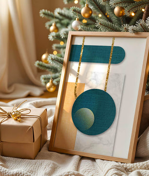 Abstract geometric design with gold accents and textured elements