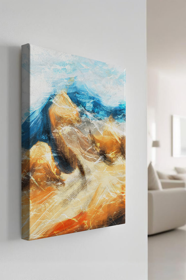 Abstract landscape with blue and golden hues