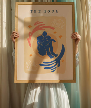 Contemplative Abstract Human Figure with Vibrant Colors and Bold Lines - Mi tienda