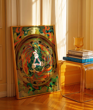 Illustration fantastique et fantaisiste avec des lapins mystiques