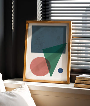Abstract Geometric Composition with Overlapping Shapes on Textured Background - Mi tienda