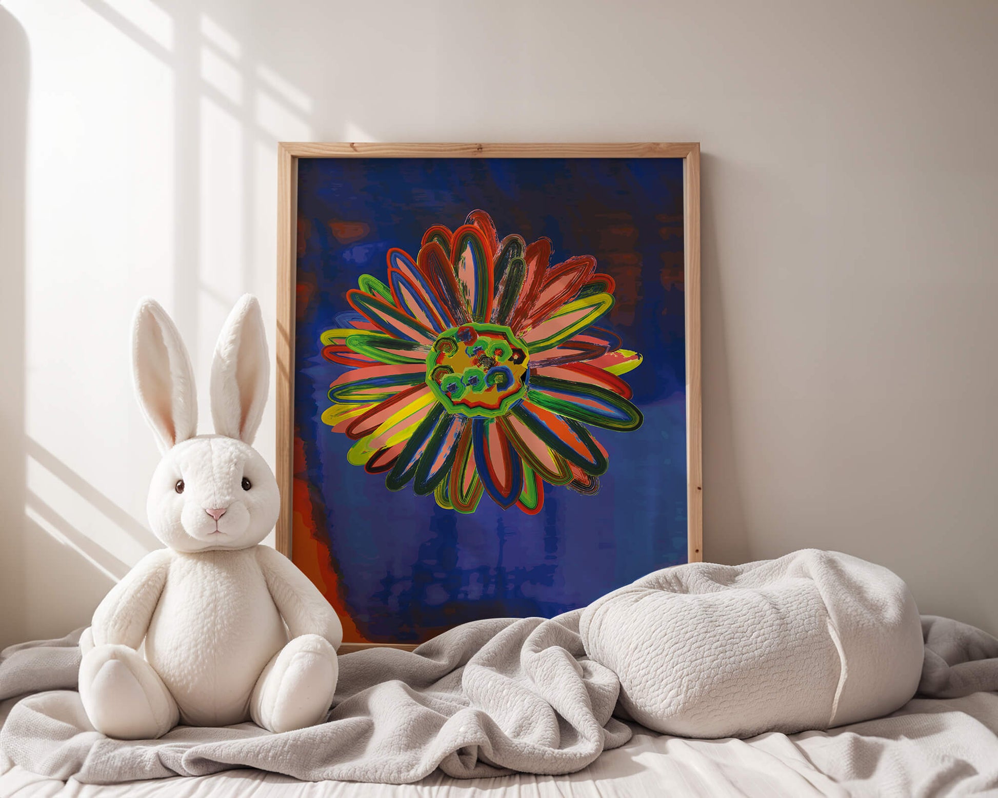 Arte floral abstracto colorido con pinceladas dinámicas