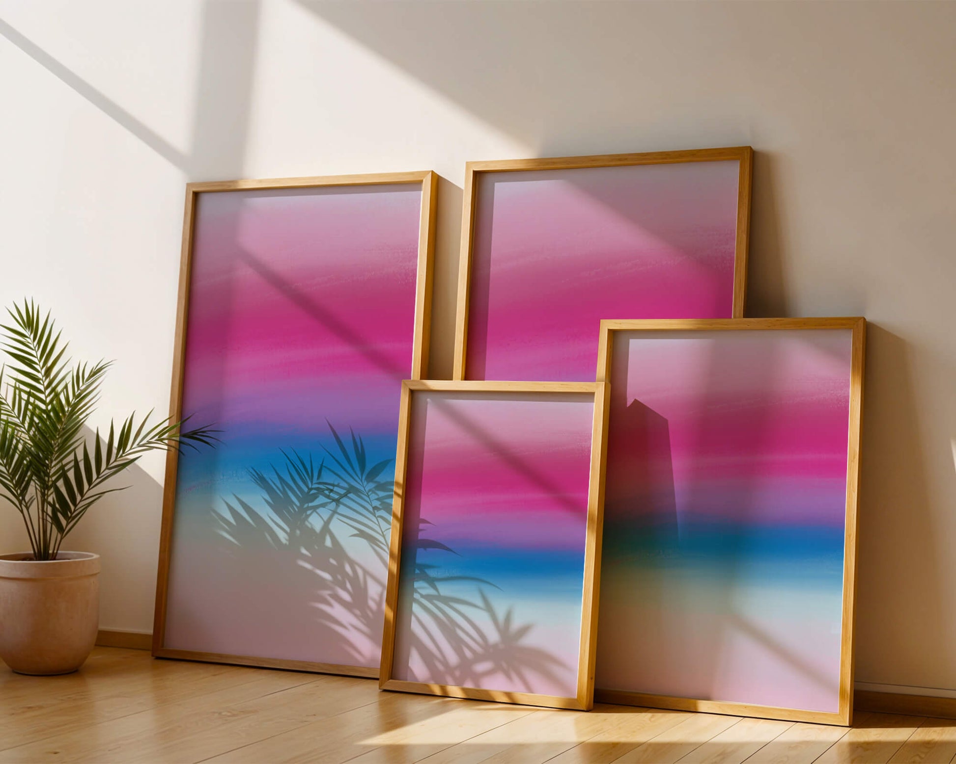 Degradado vibrante con tonos rosados y azules