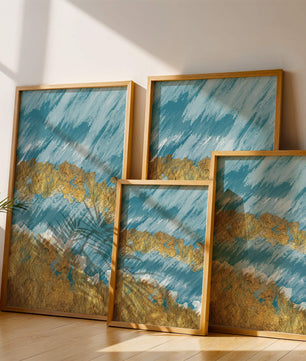 Textura abstracta del océano con acentos dorados