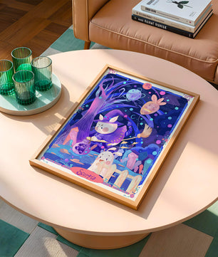 Whimsical zodiac scorpio scene with a magical theme